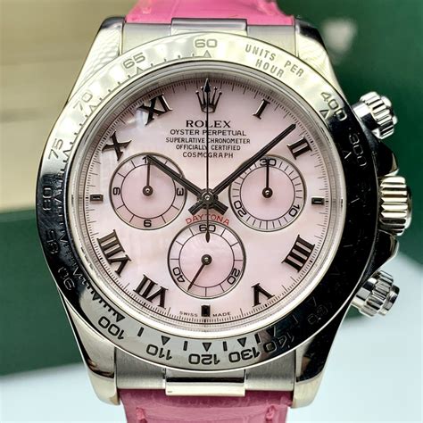 rolex daytona pink leather ladies